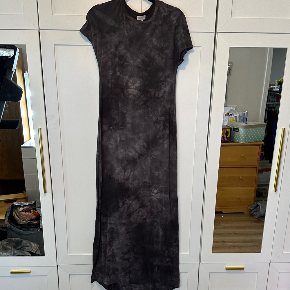 LuLaRoe Charcoal Tie-Dye Maxi Dress